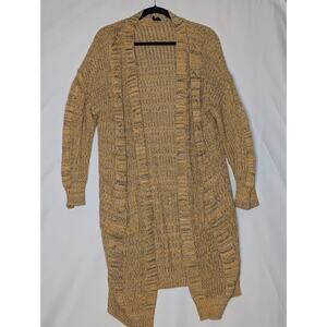 AGNES & DORA Womens large yellow black cable knit open cardigan fall casual cozy